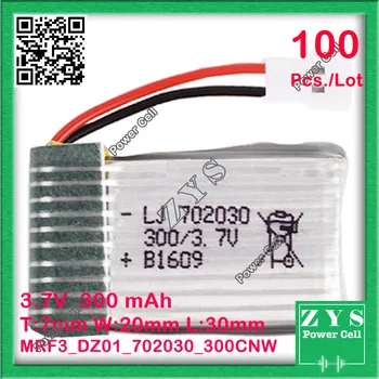 

Safety Packing 100pcs./Lot 3.7V lithium Polymer battery 702030 072030 300mah for UAV UAS Drone Zone mini drone fpv Size7x20x30mm
