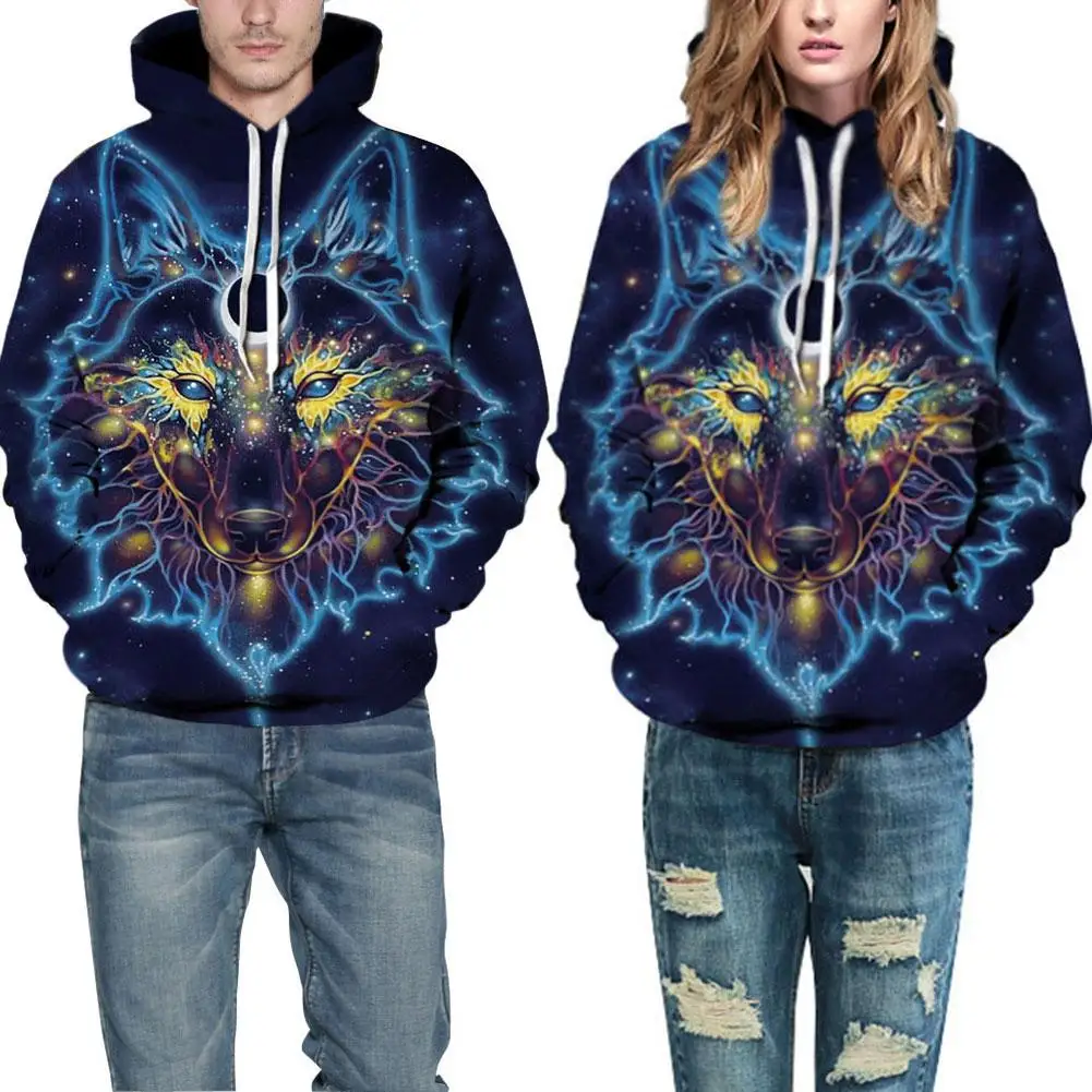 wolf print hoodie