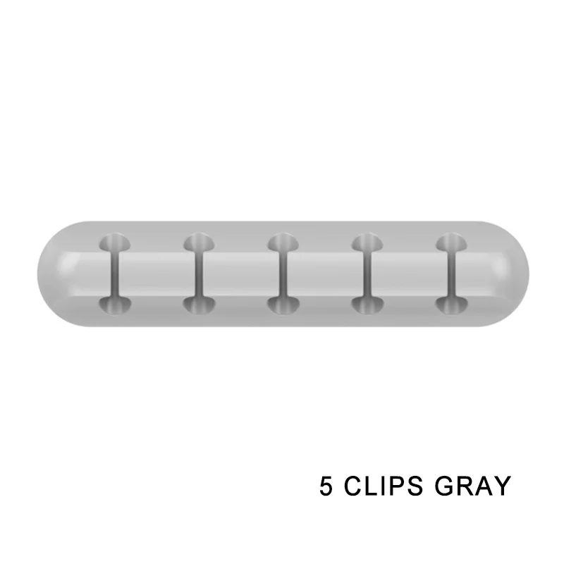 IKSNAIL держатель кабеля силиконовый Кабельный органайзер гибкий USB Winder управление зажимы держатель для мыши клавиатуры наушники гарнитуры - Цвет: 5 Clips Gray