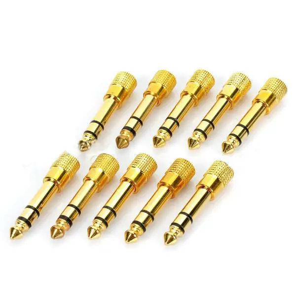 10pcs Golden 6.5mm Male Guitar Speaker Amplifier Audio