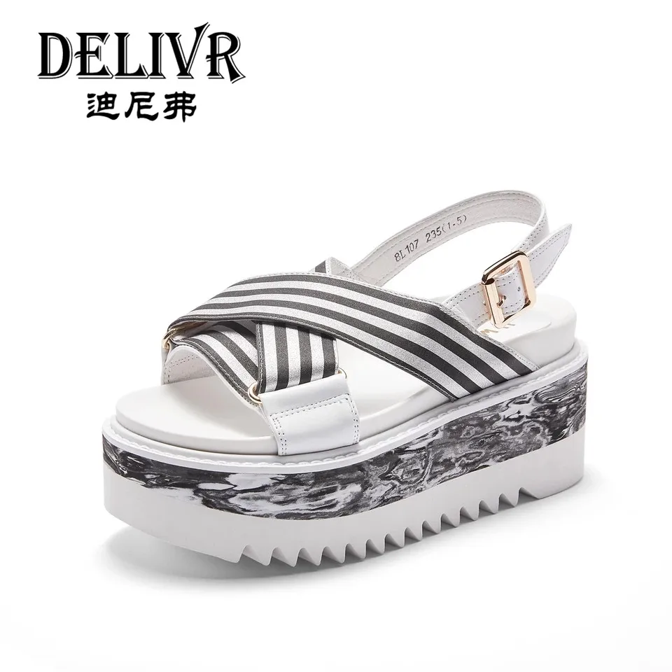 

Delivr Women'S Increasing Shoes Ladies Sandals 2019 Summer New Chunky Shoes Platform Female Sandals Striped Vrouw Sandalen