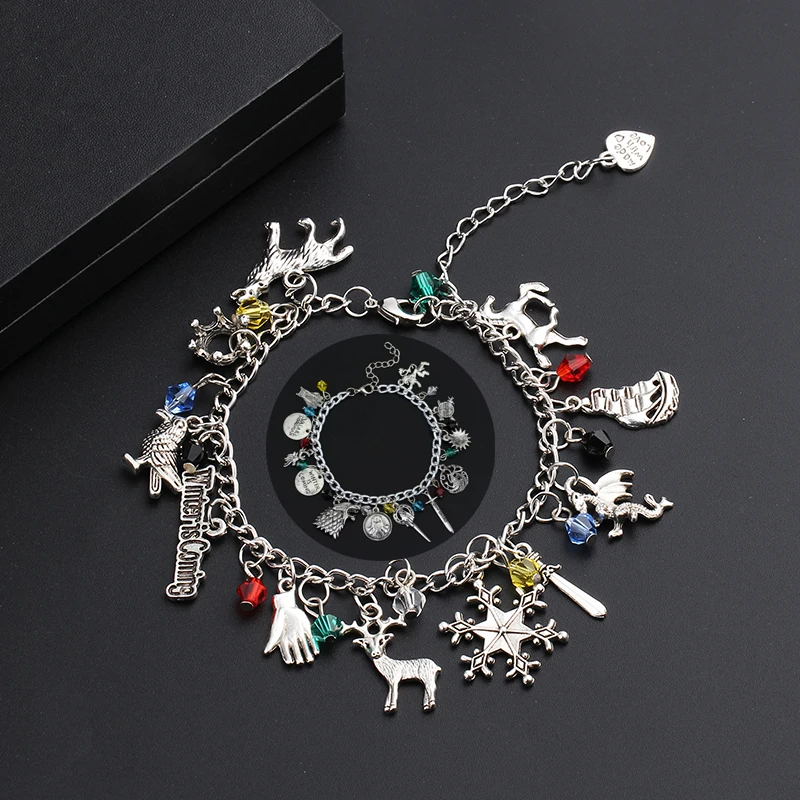 

2 Types Game Of Thrones Winter Is Coming Bracelets & Bangles Women Adjustable Charm Bracelet With Snowflake,deer,dragon Crystal