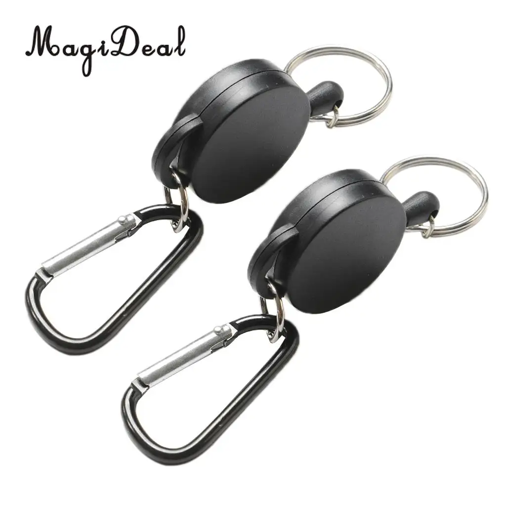 2 Pieces Retractable Key Chain Steel Reel Recoil Chain Key Ring Belt Clip Pull Backpack Accessories