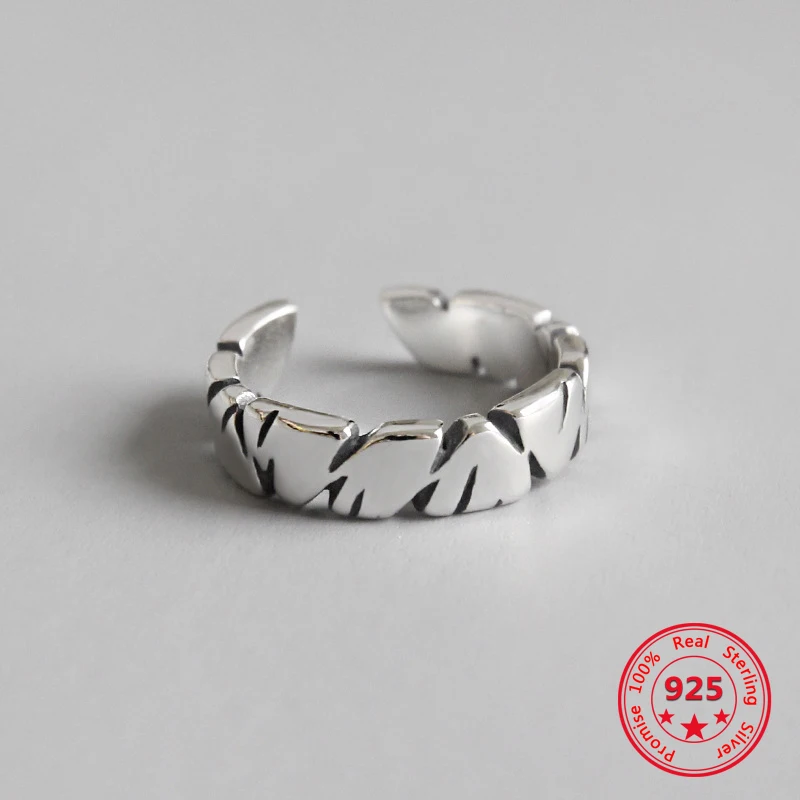 

S925 Sterling Silver Ring Simple Retro Old Opening Ladies Personality Ring