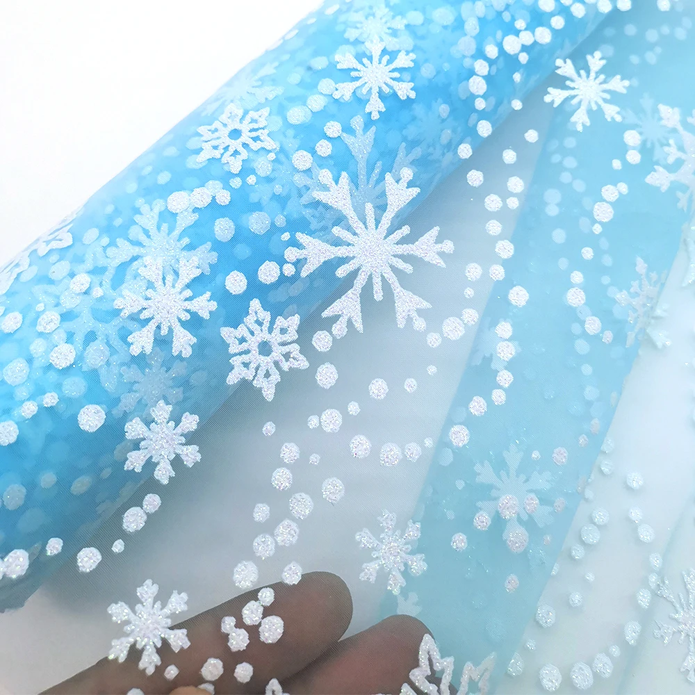 TULLMALL Принцесса Эльза Снежинка тюль ролл 27 см X 10 ярдов блеск снег лук Ремесло Замороженные вечерние свадебные украшения