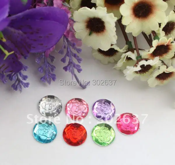 

60pcs mixed colors flower acrylic rhinestone round flatback cabochon 18mm #22204