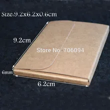 9,2*6,2*0,6 см, 100 шт/партия, открытки крафт-бумажная коробка коричневые крафт-подарочные коробки ручной работы, Пользовательский логотип крафт-бумажная коробка