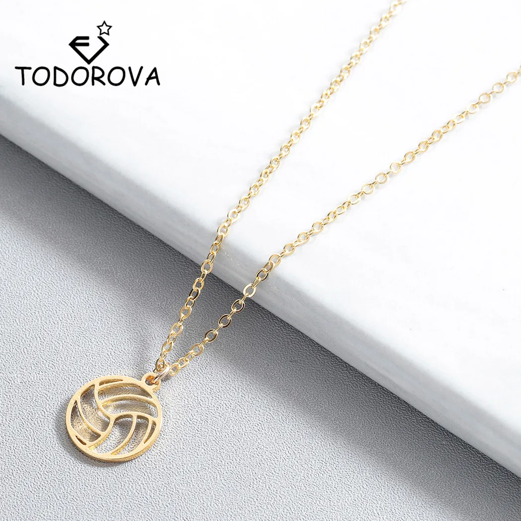

Todorova Small Circle Round Volleyball Pendant Necklace for Women Men Jewelry Sport Charm Volley Ball Sports Fan Gifts