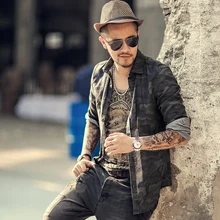 Casual men shirt Camouflage 2018 Autumn Men font b Long b font Sleeve cotton font b