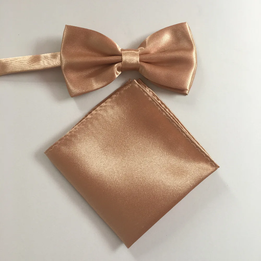 

Champagne Men's For bow Tie Pocket Square Handkerchiefs Wedding Party Adjust Bowtie Set CRTZ001a04