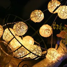 5m Bola de ratán LED Cadena de luz 40 LEDs RGB LED mimbre Vintage Sepak Takraw lámpara de bola para Navidad boda Año Nuevo AA batería