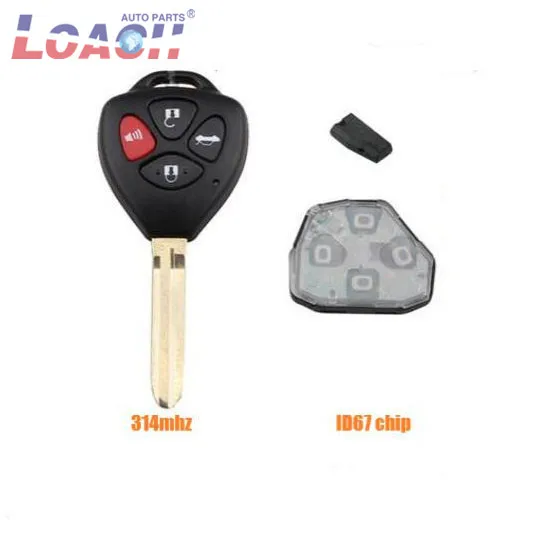 

Upgraded Remote Key 4 Button Fob 315MHz 4D67 Chip for Toyota Camry Corolla Sienna FCC ID:HYQ12BBY, 4D-67,1511A-12BBY