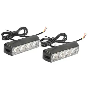 

2X 4W LED White/Amber Warning Emergency Beacon Strobe Flash Light Car Truck NEW