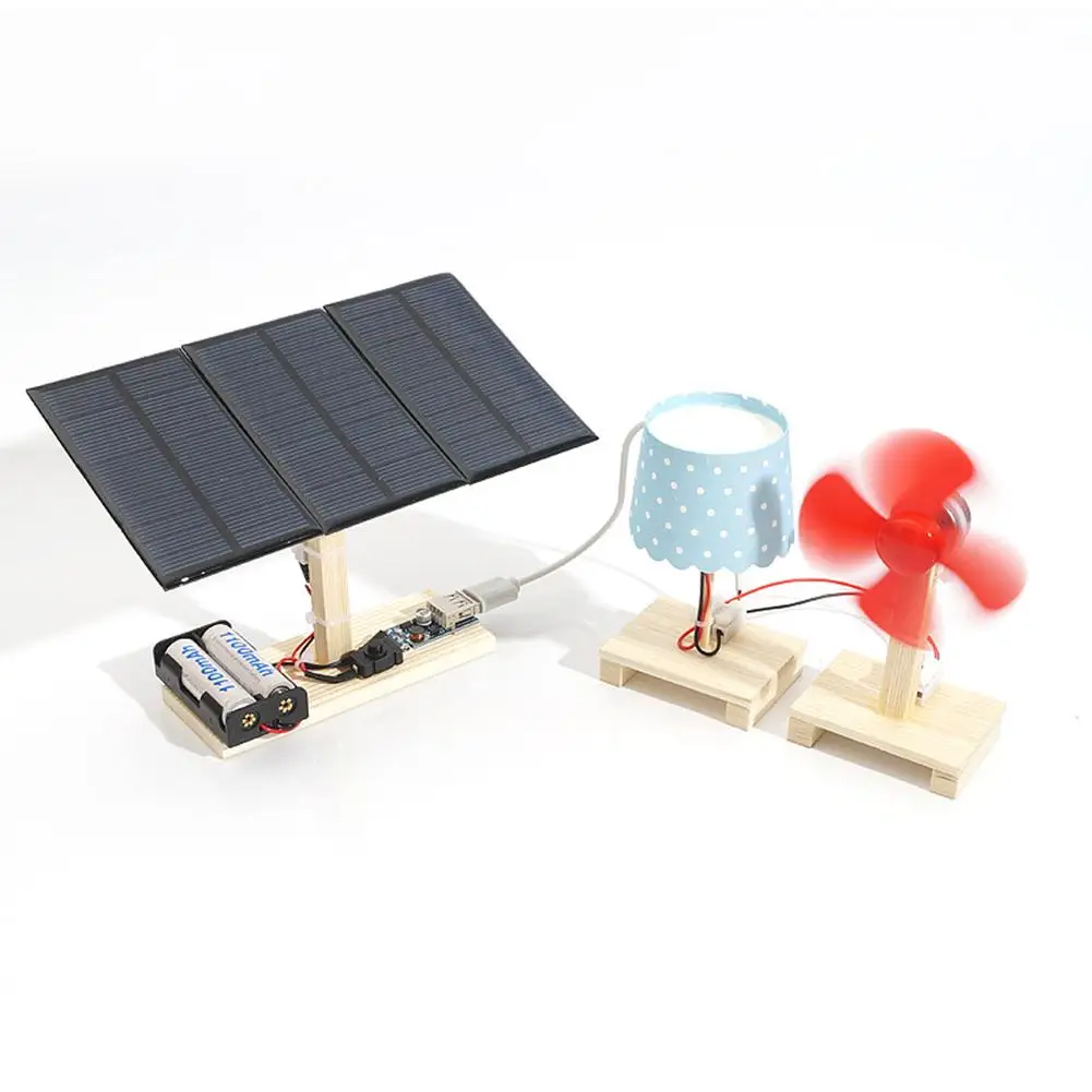 

Mini Solar Power Plant Station Model DIY Students Wooden Physical Science Toy