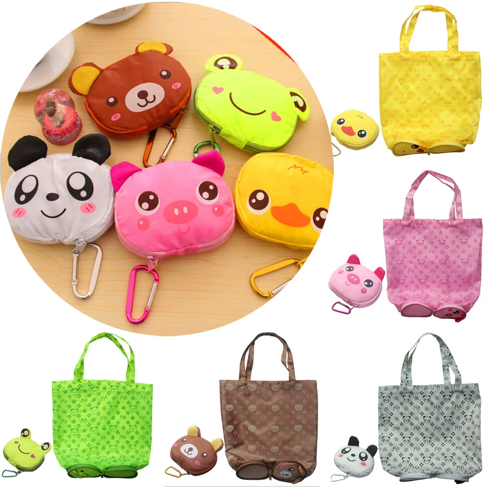Brand New Travel Foldable Bag Storage Eco Reusable Cute Animal Large Capacity Shopping Bag Handbag Grocery Tote