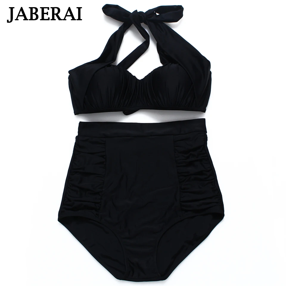 JABERAI Women High Waist Bathing Suit 2017 Arrival Swimwear Black Sexy Bathing Suit Plus Size Bikini Halter Swimsuit Push Up plus-size-black-swimsuit : image JABERAI Women High Waist Bathing Suit 2017 Arrival Swimwear Black Sexy Bathing Suit Plus Size Bikini Halter Swimsuit Push Up plus-size-black-swimsuit
