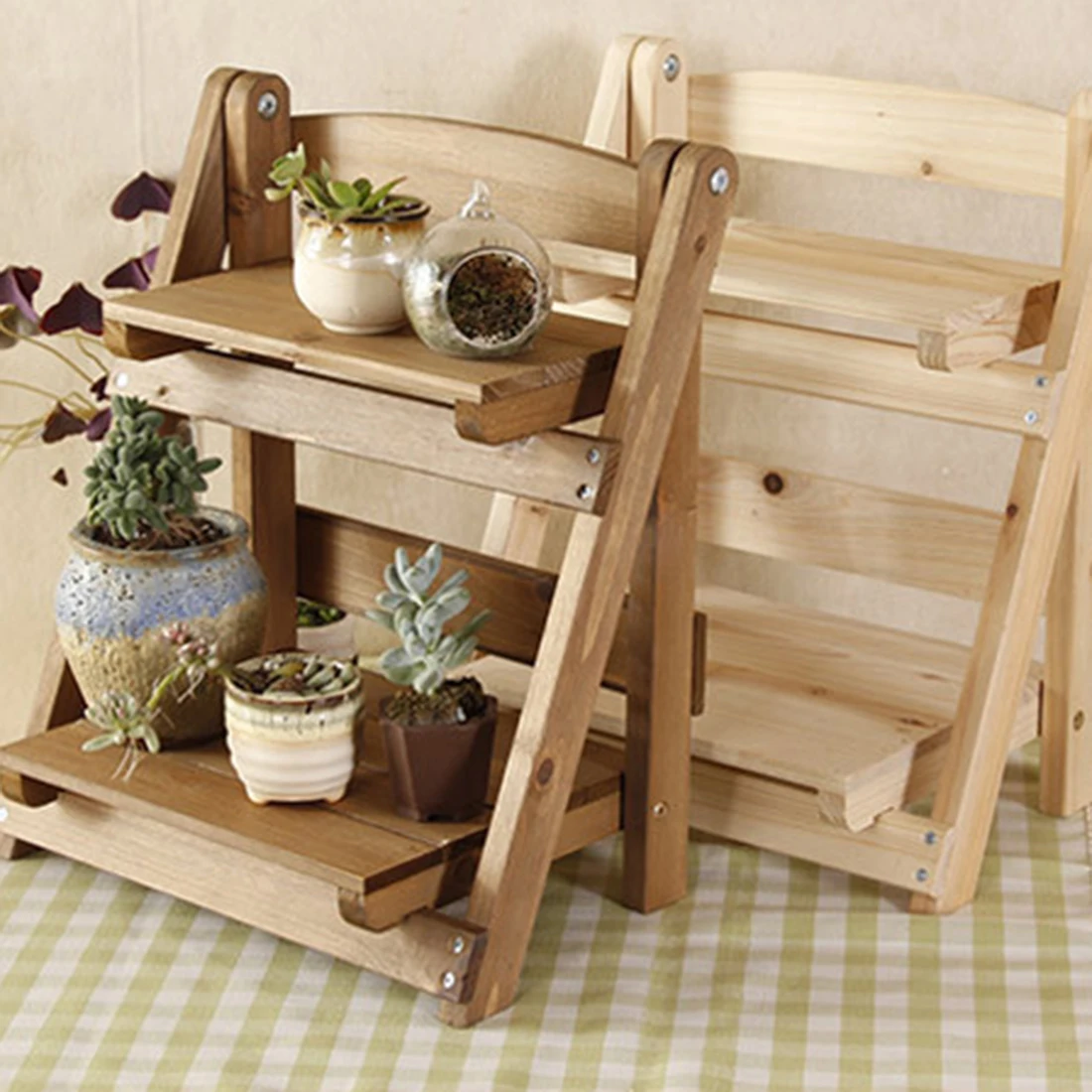 Mini Solid Wood Tabletop Storage Rack Shelf Household Flower Pot Frame Stand Garden Kit Flower Pot Holder storage Racks 2018