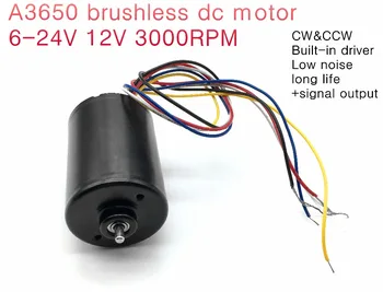 

A3650 6-24V brushless dc motor,Controlled CW&CCW Built-in driver,Low noise long life With signal output 12V 3000RPM