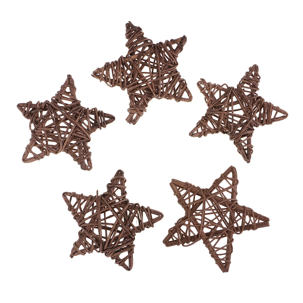 5/6pcs Natural Star Shape Rattan Wicker Ball Christmas Tree Ornament for Home Garden Wedding Party Table Ornament Decoration 7cm