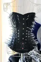 Custom Vintage Steampunk Black Gothic Leather Corset Top 2014 For Sale