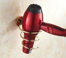 New Gold Brass hair dryer rack bathroom accessories hair dryer holder hair dryer rack wall storage rack shelf decoration