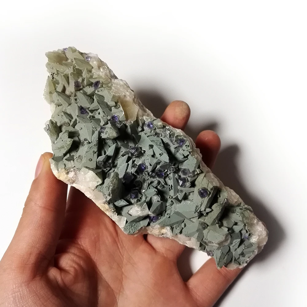 

338g Fine stone natural stone Rare Minerals purple fluorite Green Calcite crystal B11-56