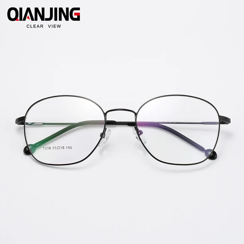 

QIANJING Korean Glasses Frame Retro Full Rim Gold Eyeglass Frame Vintage Spectacles Round Computer Glasses Unisex Optical Glass
