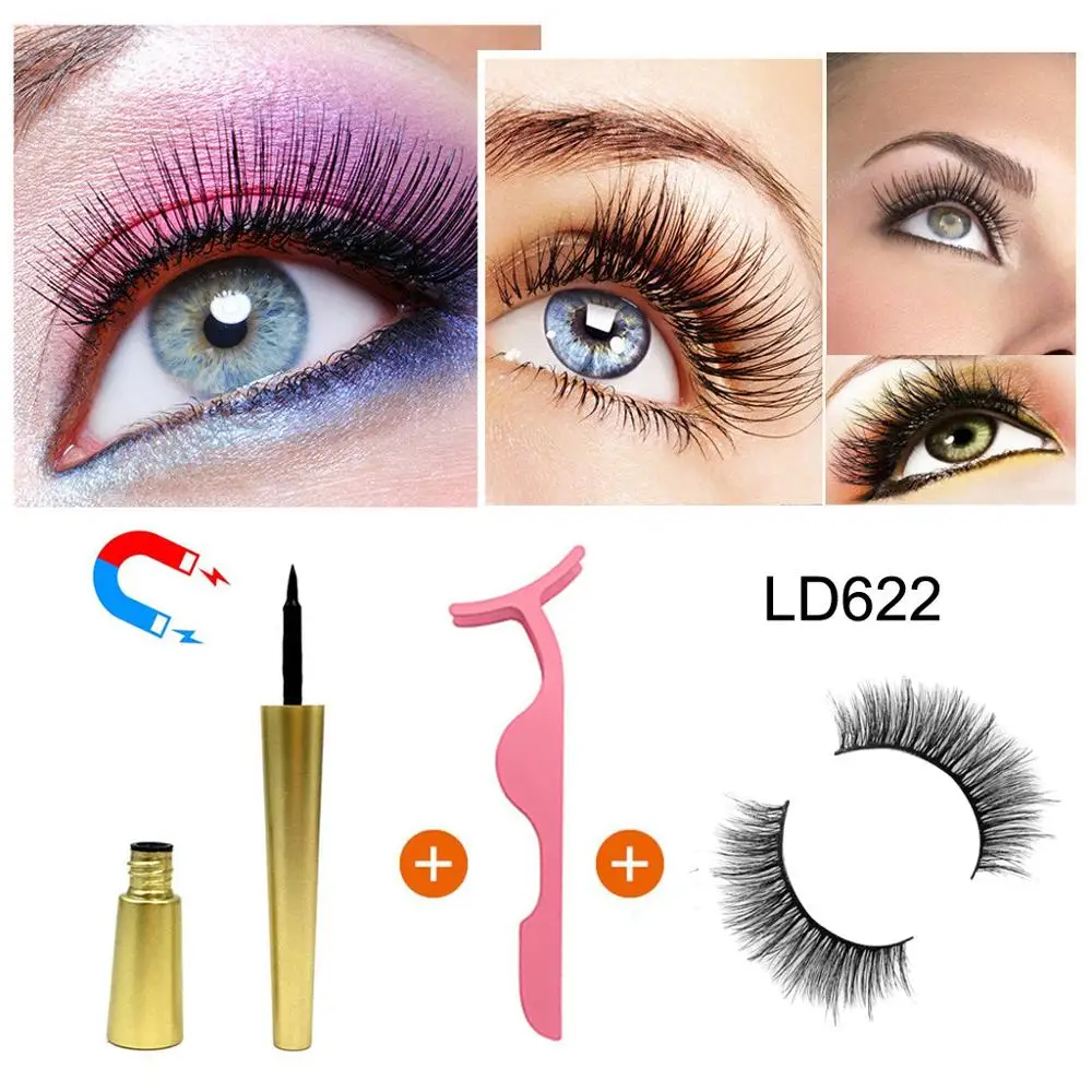 

Natural Magnetic Lasting Portable Fast Drying Liquid Eyeliner Magnetic False Clip Eyelash Curler Eyelash Eyeliner Set
