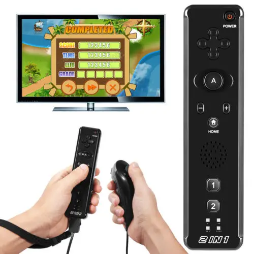 

2 IN1 Motion Plus Remote Control + Nunchuck Controller for Nintendo Wii Games