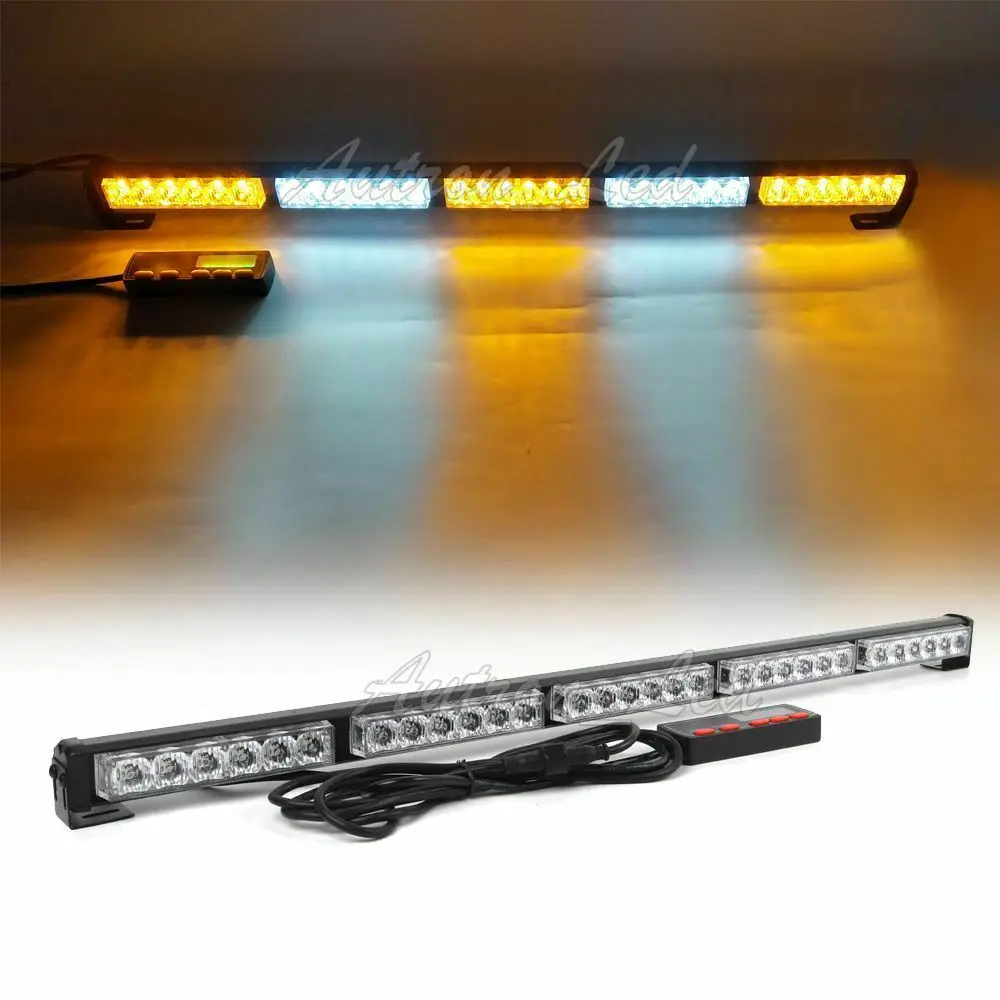 

31" Amber White LED Traffic Adviser Emergency Response Warning Strobe Light Bar