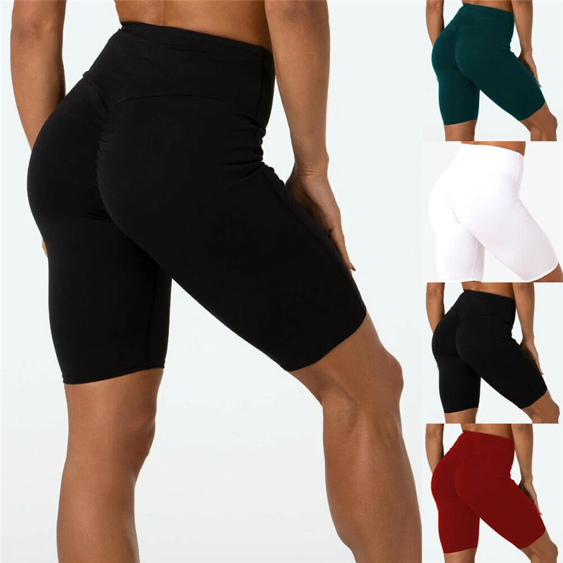 

2019 New Women Summer Casual Solid Shorts Fashion High Waist Stretchy Slim Fitness Biker Shorts Lady Sports Short Femme Trousers