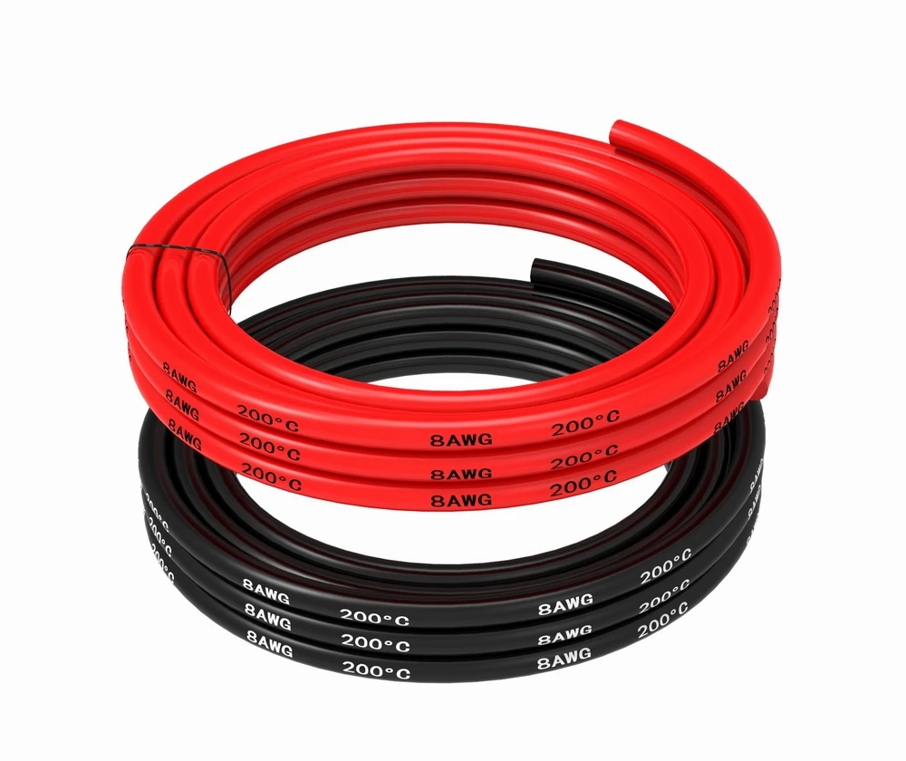 8 Gauge электрические провода Батарея кабель [1 m черно-1 m Красный] 8AWG-1650 нити из луженой Медный провод, припоя через быстро