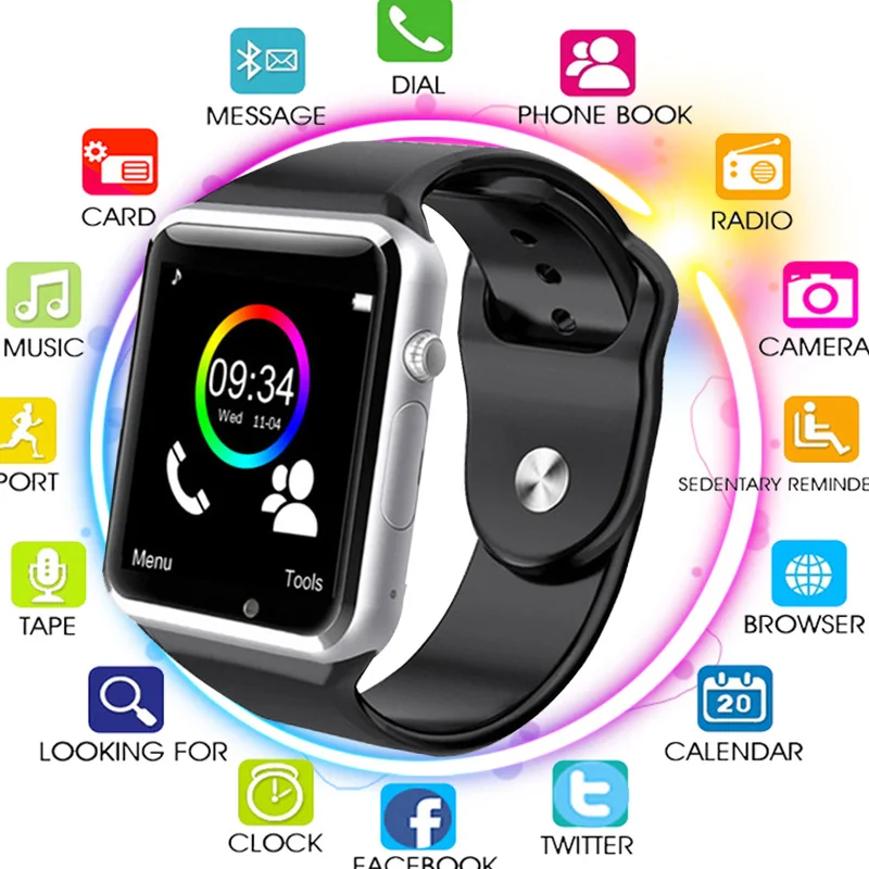 

Bluetooth Smart Watch Pedometer Sleep Monitor Notifier SMS Call Reminder Clock Touch Screen Smartwatch for Andorid