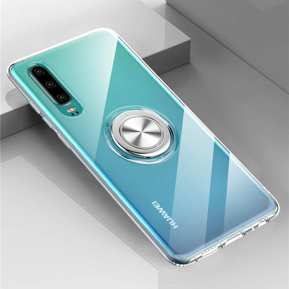 

For Huawei P20 P30 Mate 20 Lite Honor 8X 10 Magnetic Ring Holder Case For Huawei Y9 / P Smart 2019 Soft Silicone Bumper Case
