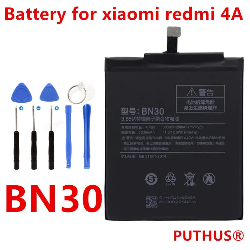 

Xiao Mi Phone For Xiaomi Redmi 4A Battery BN30 3030mAh Redrice 4A Hongmi 4A Bateria BN30 + Repair Tools