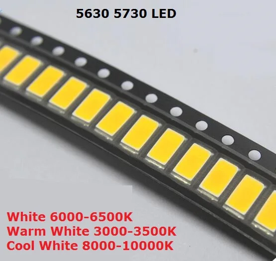 200 шт. SMD 5730 Диод Белый SMD5730 0 5 Вт светодиод 5630 6000k 6500k супер яркий чип SMD5630 5730SMD 150mA PCB