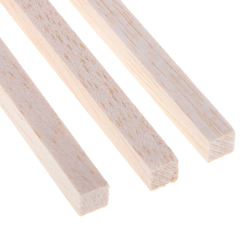 Unfinished Square Balsa Wood Stick Wooden Dowel Rod Block for Kids Model Making Ornaments DIY Craft 50/80/100/130/150mm