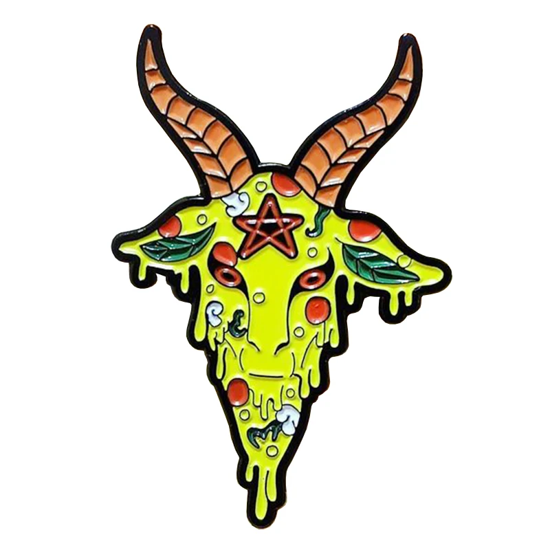 

Goat skull brooch supernatural pentagram pendant leaves badge occult heathen pin nature animal jewelry friends gift