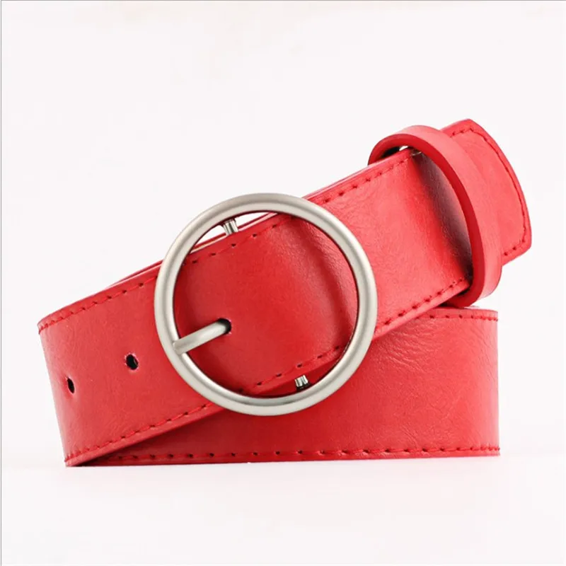 

2018 New HOT Silver Round buckle Belt female deduction jeans wide waist belts for women students simple casual trousers girdles