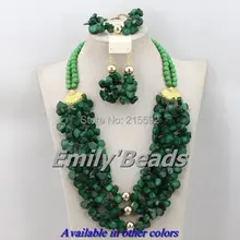В нигерийском стиле зеленого бисера Ожерелья для мужчин Наборы для ухода за кожей для Для женщин в африканском стиле костюм свадебные ювелирные изделия указан Рождество ювелирные изделия cj318
