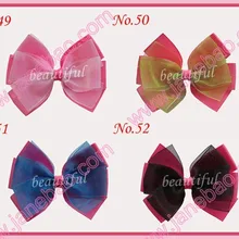 130 шт девушка бутик 3 двойной Abby OrganzaGrosgrain волос Луки Клип