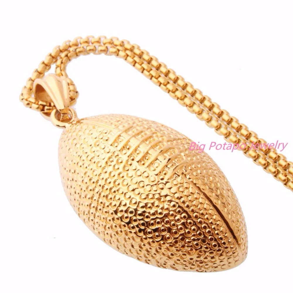 Men Football Sports Pendant Necklace Stainless Steel Chain American