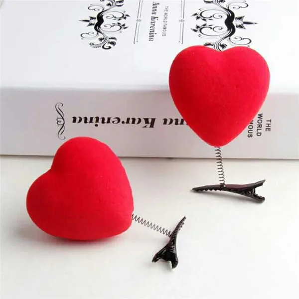 Cute Red Heart Hair Clip Fun Make up Decoration - 1