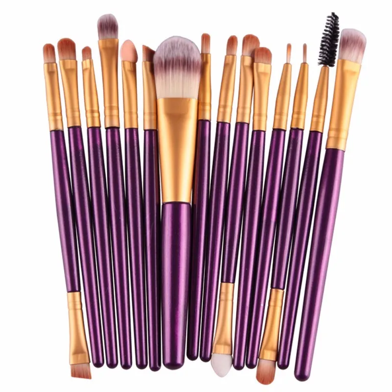 Useful 15 pcs/Sets Lip Eyebrow Brush Kits Tools Eye Shadow Cosmetic Makeup Brushes Sets