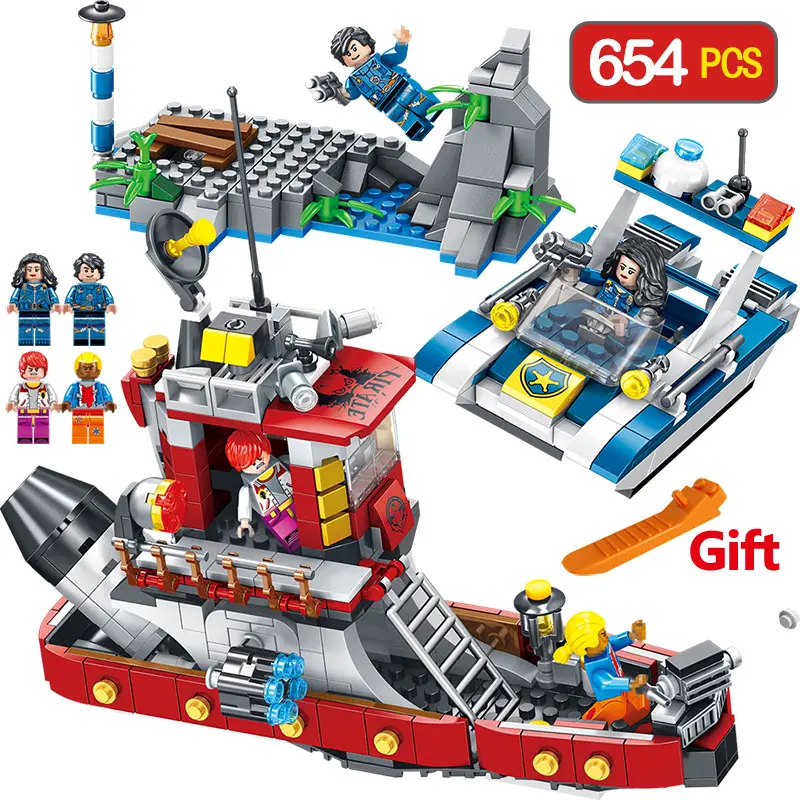 

City Police Series Compatible LegoINGLYS Guardian Profile Building Bricks Blocks Submarine Amphibious Tank Children Toys