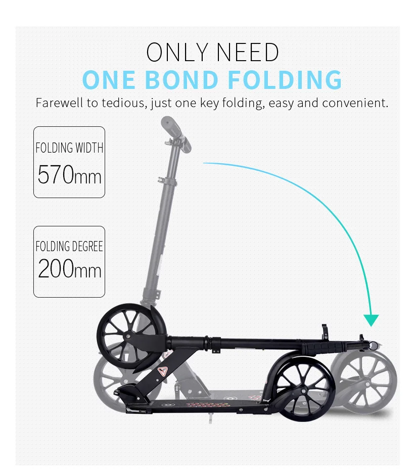 Новая модель самоката для взрослых, регулируемый по высоте, Детский самокат, складные самокаты, полностью алюминиевые, 20 см, 2 полиуретановые колеса