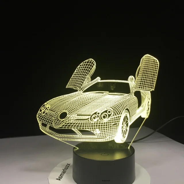 Scissor Doors New Sports Car 3D Lamp USB Night Light Multicolors Lava LED RGBW Lighting Luminaria Table Kids Christmas Gifts