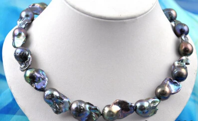 

Jewelr 006451 Rare 18inch baroque black keshi reborn pearl necklace