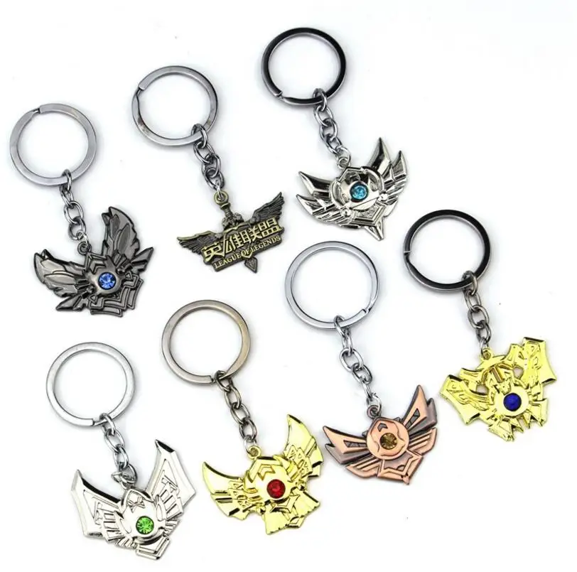 

Game LOL Keychain Legends Metal Aolly Key Chain hero League Rank Key Ring Key Holder Chaveiro Jewelry Bag Pendant Action Toys