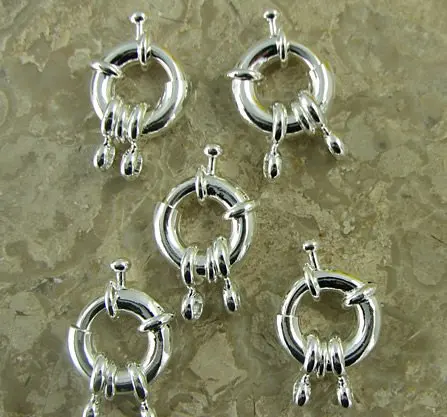 

Genuine SS 925 Silver 5pcs 925 solid SILVER SPRING RING BEAD CLASPS 14mm Real Pure Silver Findings for jewelry